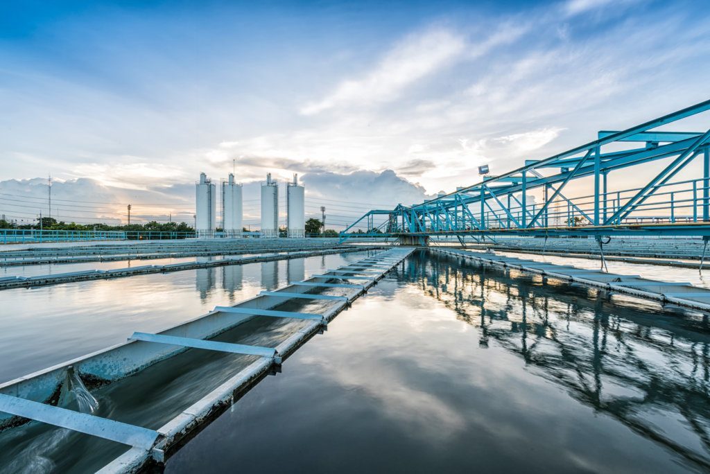 The Solid Contact Clarifier Tank type with blue sky