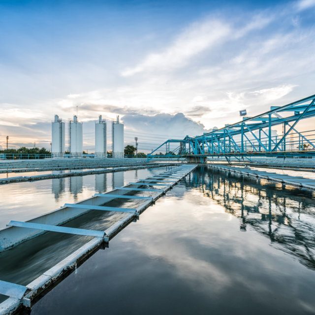 The Solid Contact Clarifier Tank type with blue sky