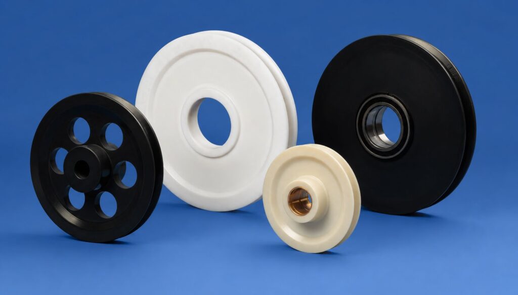 Seilrollen aus Comco-Cast Nylon in Vollscheiben- und Speichenausführung