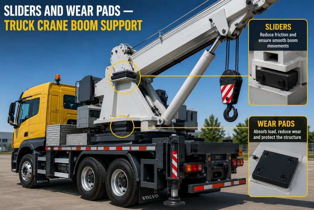 Comco-Cast Nylon sliders and wear pads for telescopic booms