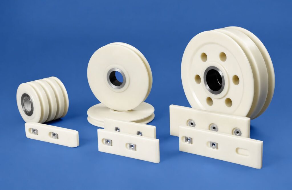 Seilrollen und Führungselemente aus Comco-Cast Nylon für Hubarbeitsbühnen